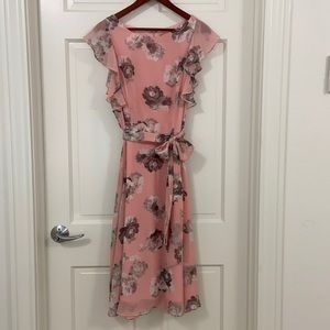 Pink Floral Fully Lined Dress